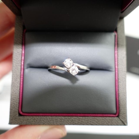 18k Wg Two Stone 1/2 CtDiamond G Color Vs2 Clarity - Picture 6 of 8